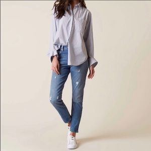 Free People Slouchy Button Top with Open Bow Back